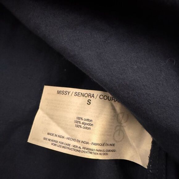 Ella Moss Blue Puff Sleeve Blouse with Bib Collar - Picture 7 of 8